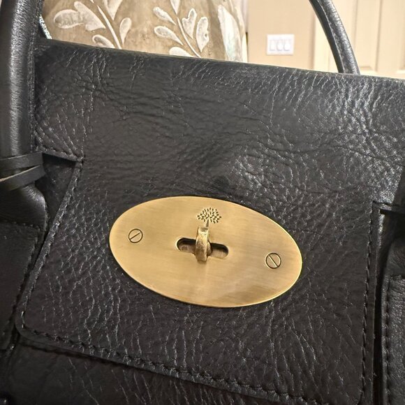 Mulberry Bayswater Black with Brass Classic Grained Satchel LIKE NEW - Picture 2 of 5